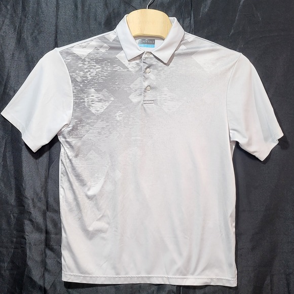 PGA Tour Other - PGA Tour Mens Golf Polo Shirt‎ White Gray Geometric Print Size Large Performance